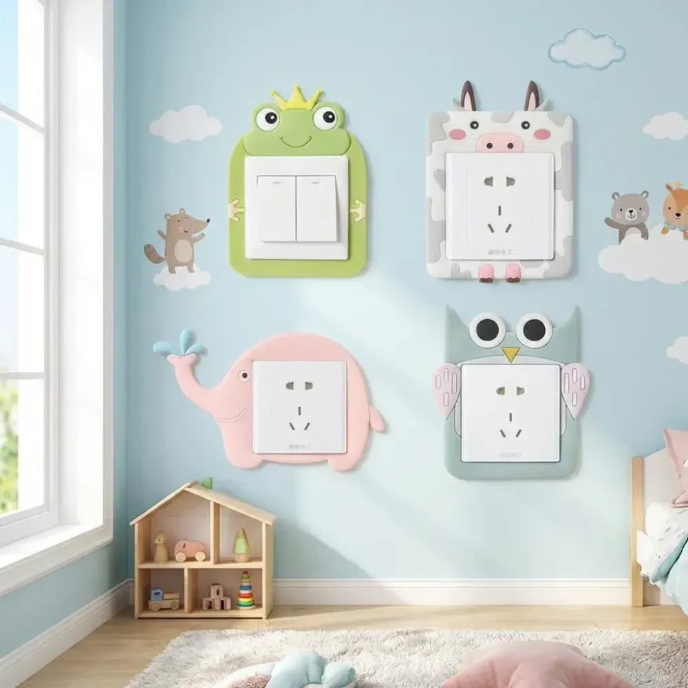 Cute cartoon power socket stickers assorted color (pack of 2)