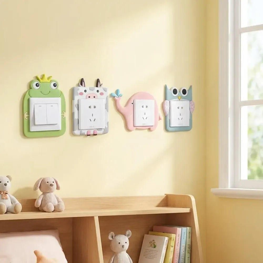 Cute cartoon power socket stickers assorted color (pack of 2)
