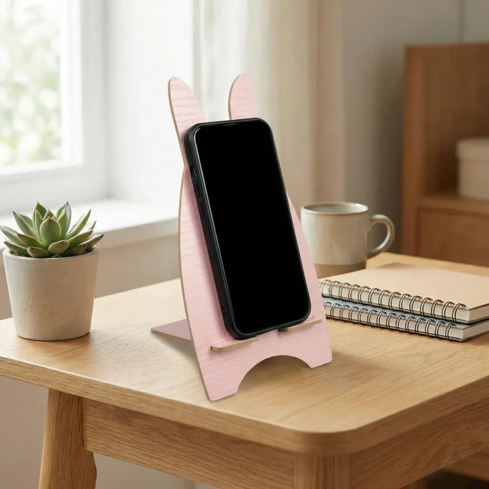 Cute rabbit wood phone stand - electronics
