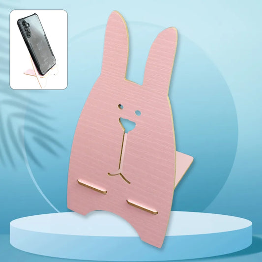 Cute rabbit wood phone stand - electronics