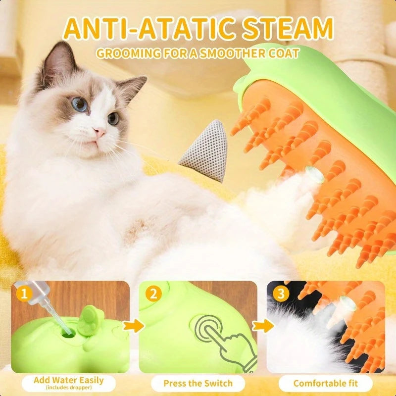 3-in-1 steam cat brush
