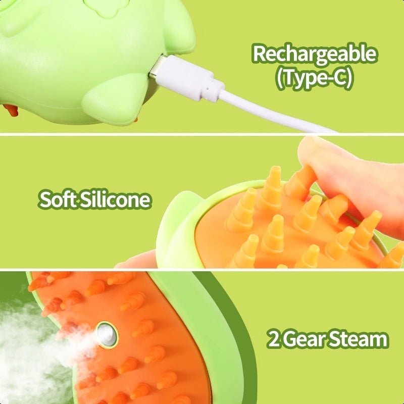 3-in-1 steam cat brush