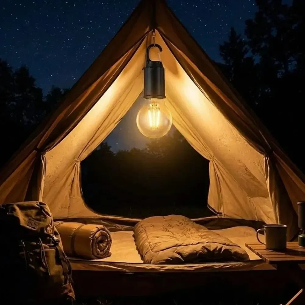 Decorative hanging bulb with 3 modes tent lamp for camping pac of 2