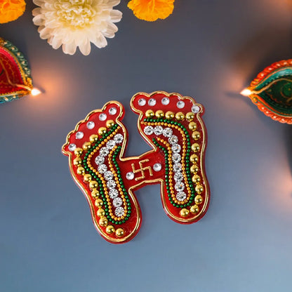 Decorative laxmi charan paduka sticker set (pack of 2 pc) - home improvement