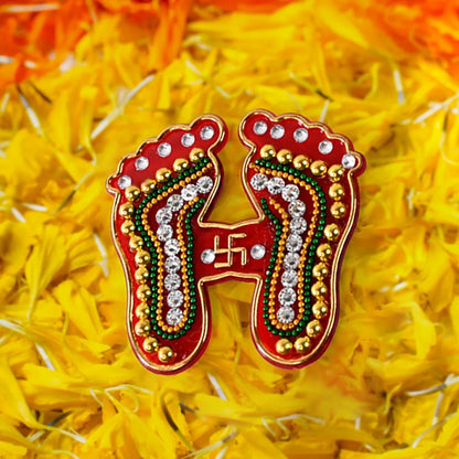 Decorative laxmi charan paduka sticker set (pack of 2 pc) - home improvement
