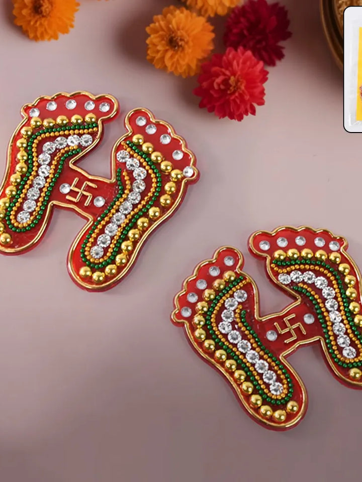 Decorative Laxmi Charan Paduka Sticker Set (Pack Of 2 Pc)