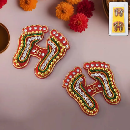 Decorative laxmi charan paduka sticker set (pack of 2 pc) - home improvement