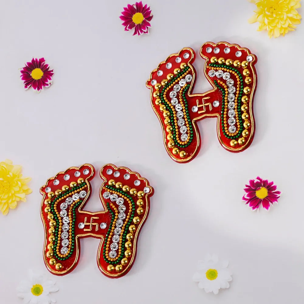 Decorative laxmi charan paduka sticker set (pack of 2 pc) - home improvement