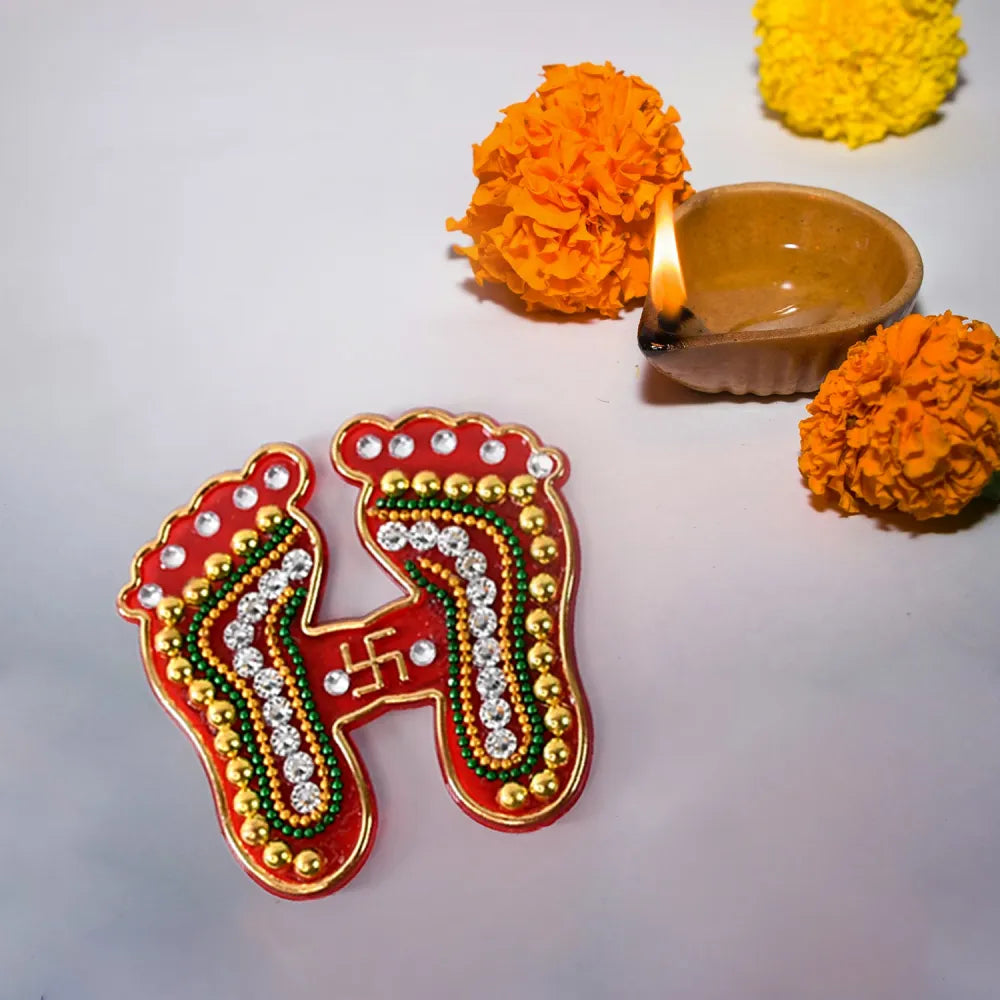 Decorative laxmi charan paduka sticker set (pack of 2 pc) - home improvement