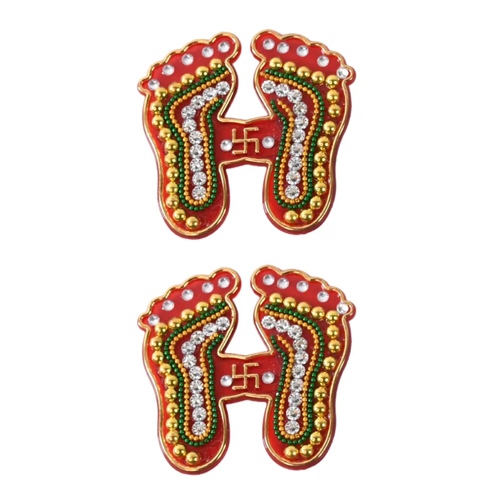 Decorative laxmi charan paduka sticker set (pack of 2 pc) - home improvement