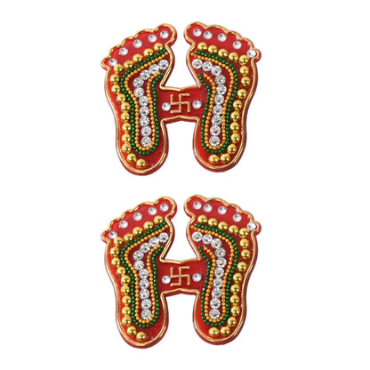 Decorative laxmi charan paduka sticker set (pack of 2 pc) - home improvement