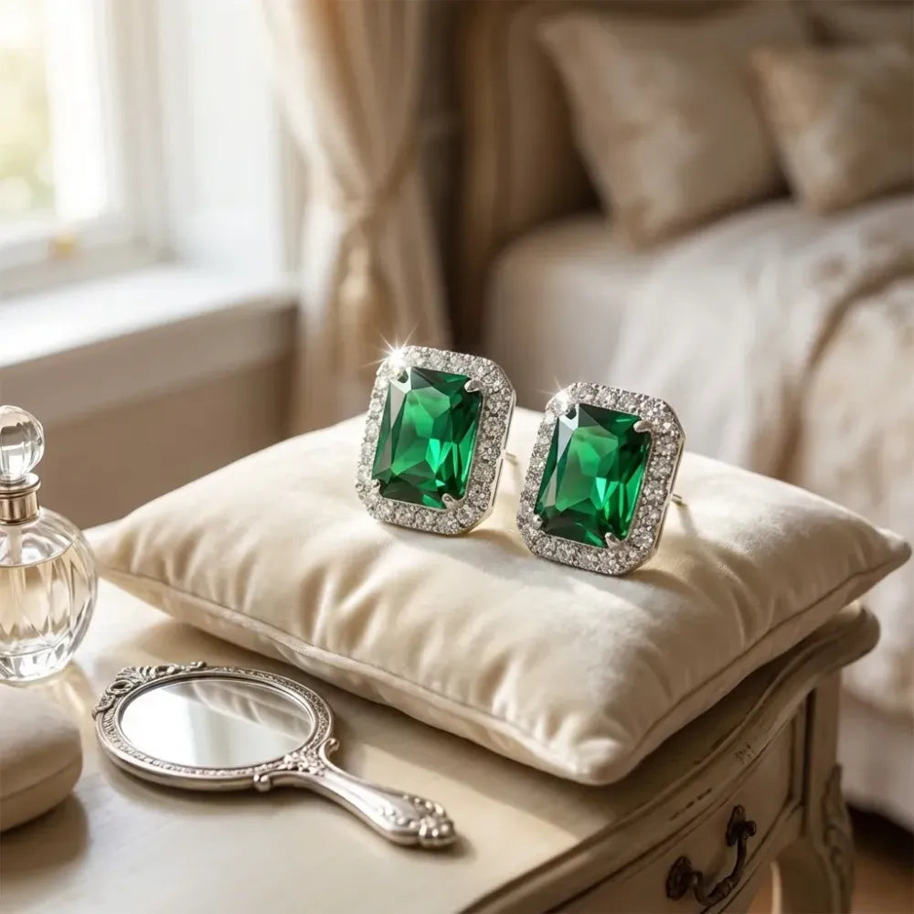 Diamond gemstone stud earrings set - bracelets