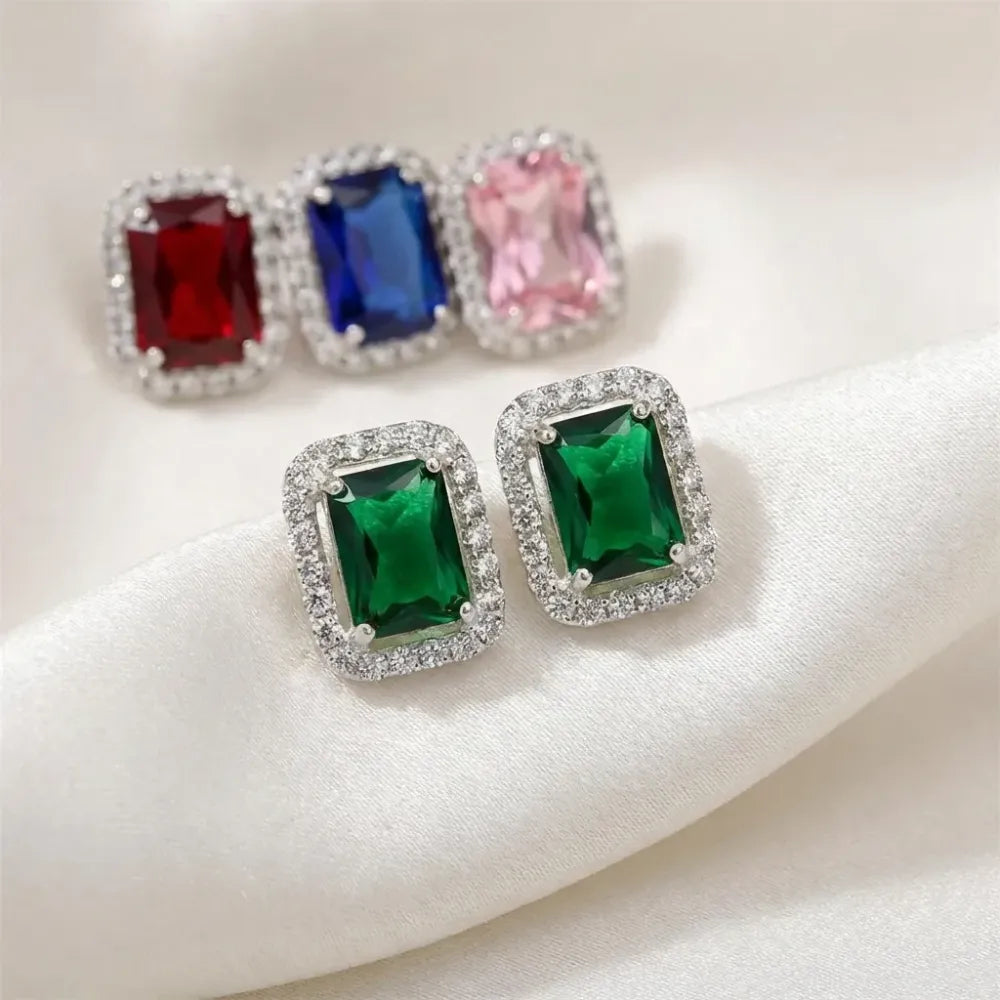 Diamond gemstone stud earrings set - bracelets