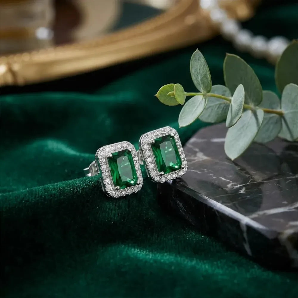 Diamond gemstone stud earrings set - bracelets