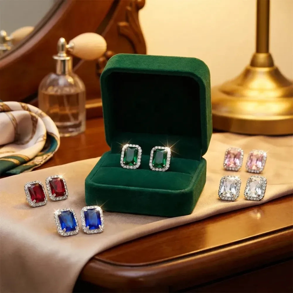 Diamond gemstone stud earrings set - bracelets