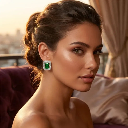 Diamond gemstone stud earrings set - bracelets