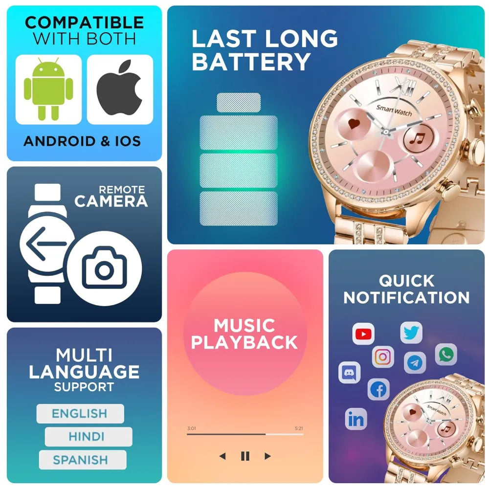 Diamond strap smartwatch for women - electronics