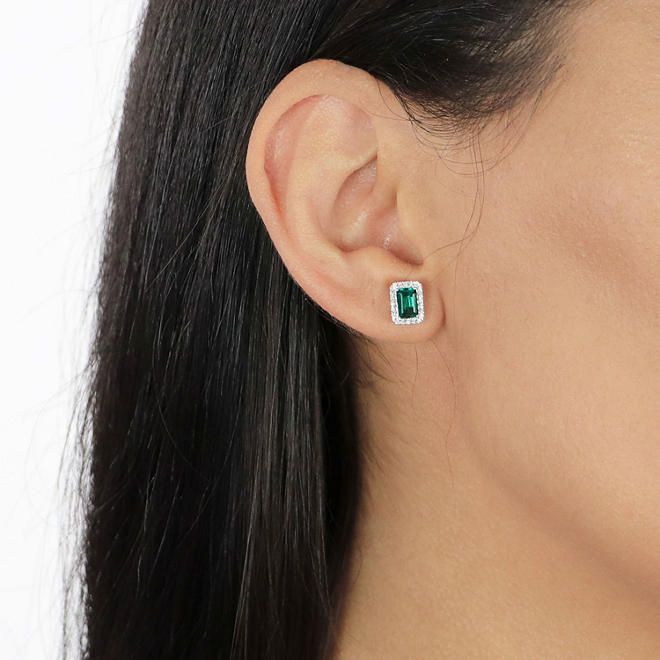Diamond gemstone stud earrings set