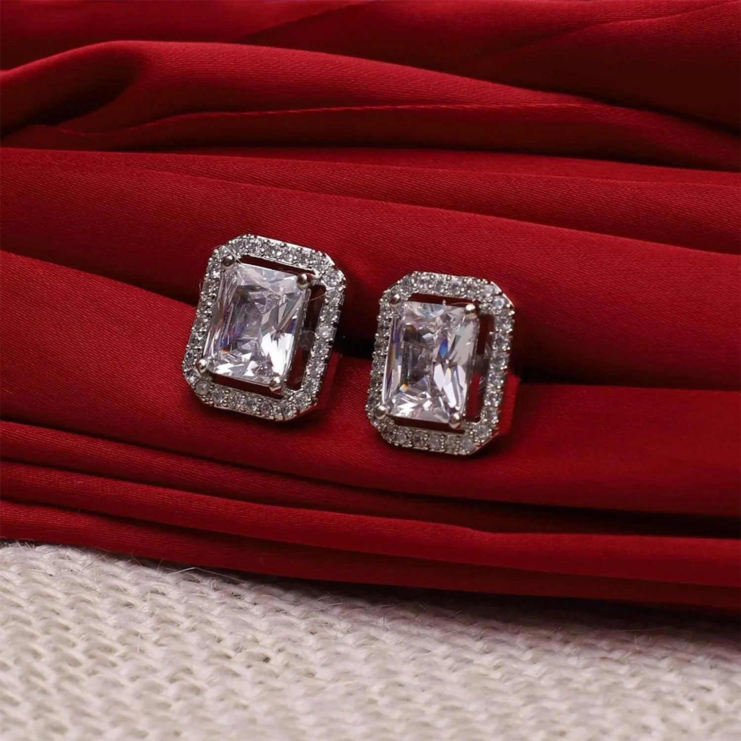 Diamond gemstone stud earrings set