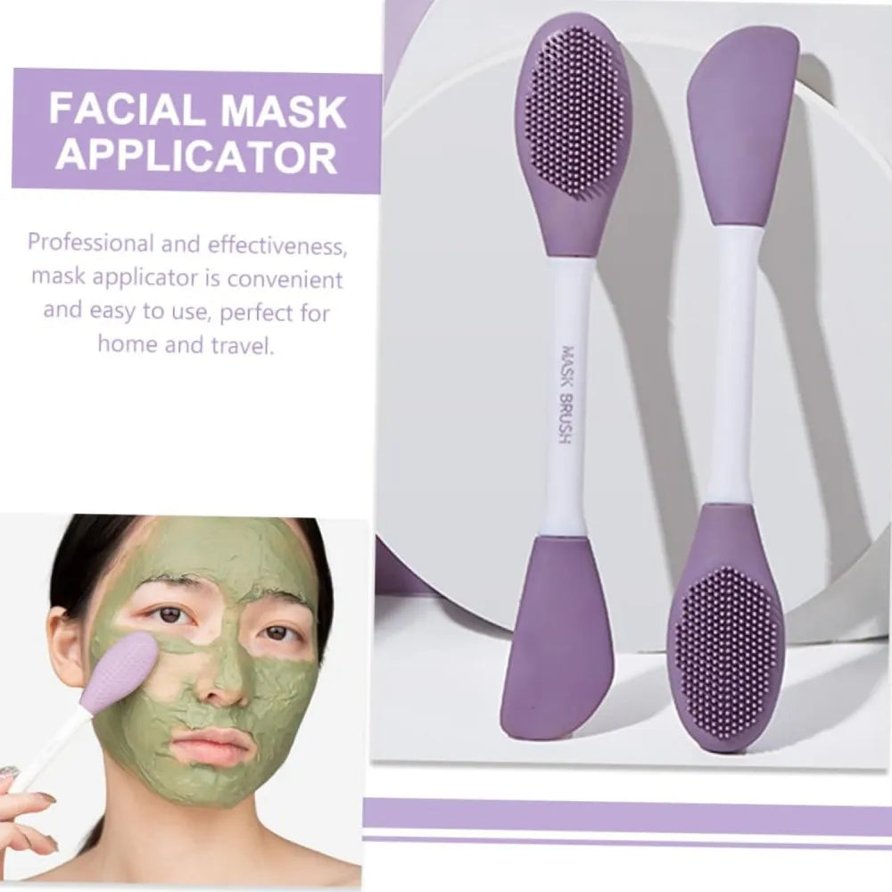 Double-headed silicone mask brush for face cleansing and applying mud - health & beauty