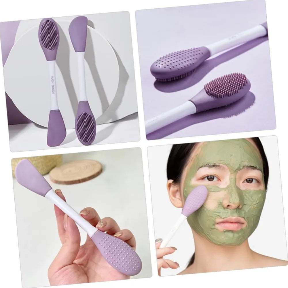 Double-headed silicone mask brush for face cleansing and applying mud - health & beauty
