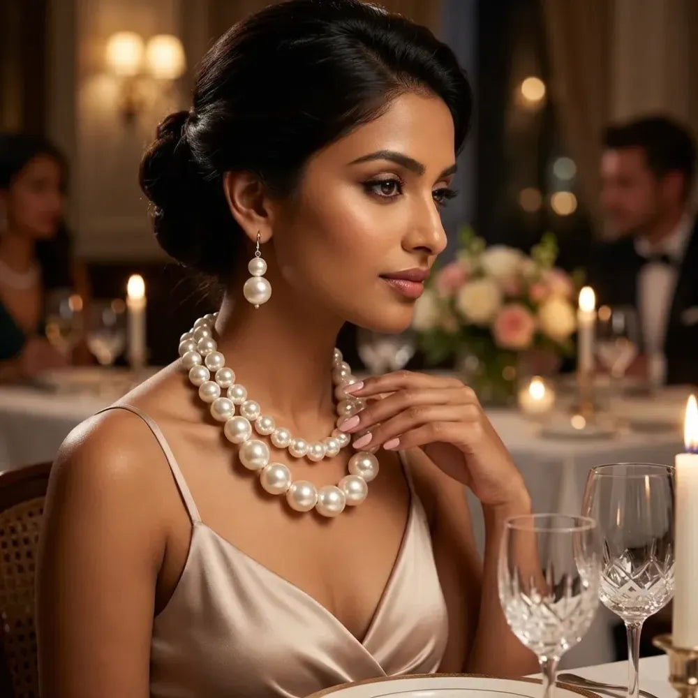 Double-layer pearl necklace set – 2 pcs