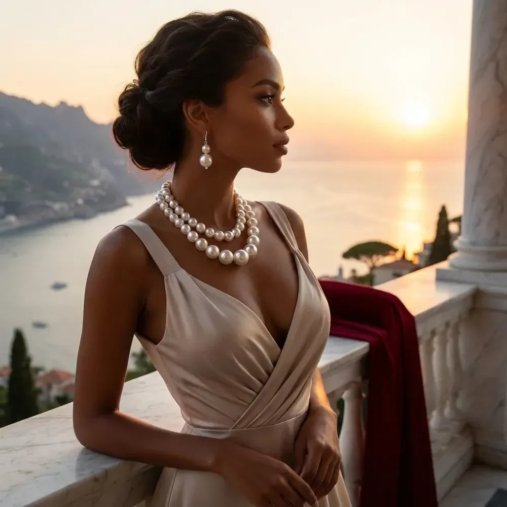 Double-layer pearl necklace set – 2 pcs