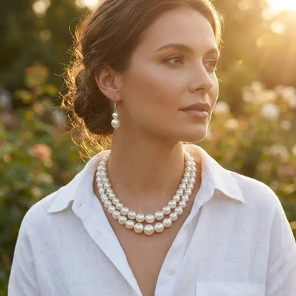 Double-layer pearl necklace set – 2 pcs