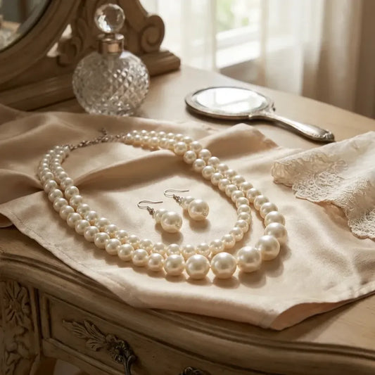 Double-layer pearl necklace set – 2 pcs