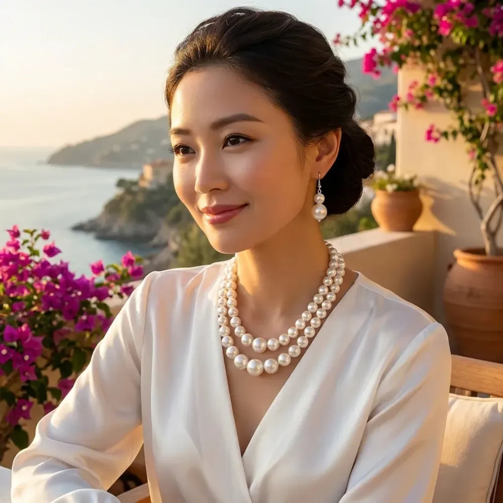 Double-layer pearl necklace set – 2 pcs