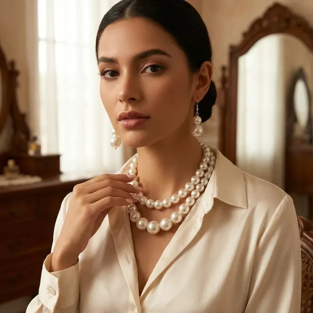 Double-layer pearl necklace set – 2 pcs