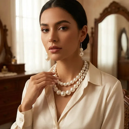 Double-layer pearl necklace set – 2 pcs