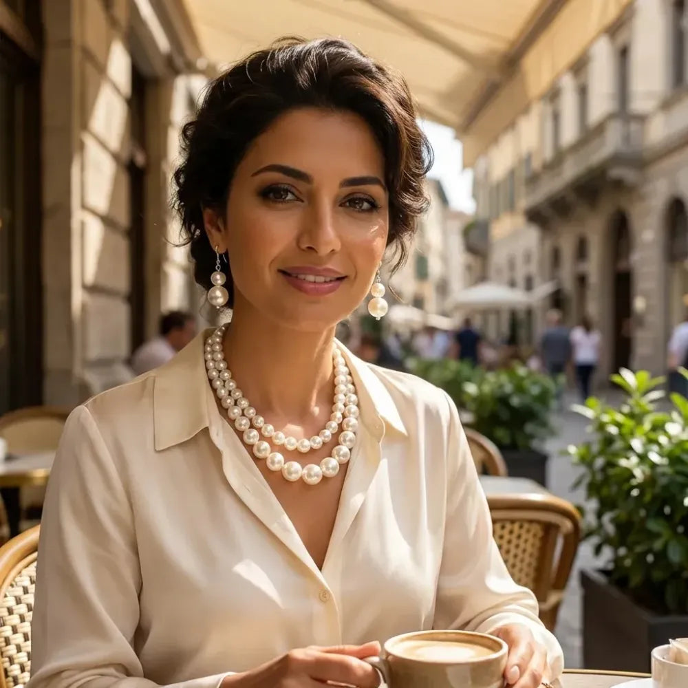 Double-layer pearl necklace set – 2 pcs