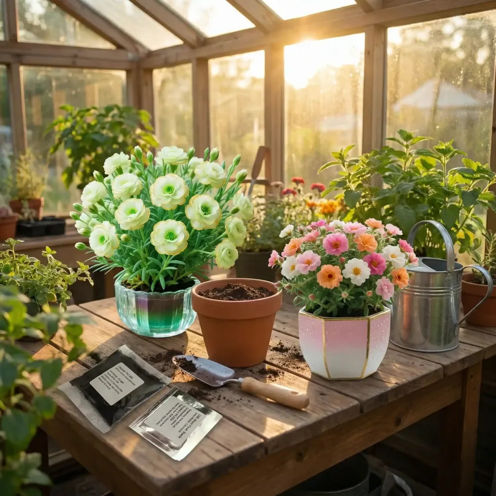 Double moss rose seeds + potmix