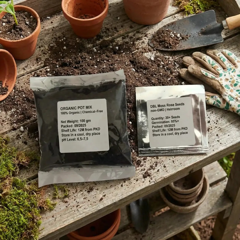 Double moss rose seeds + potmix