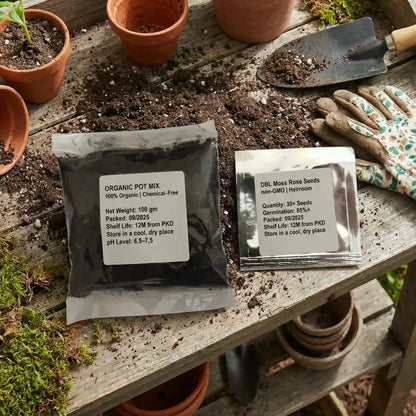 Double moss rose seeds + potmix