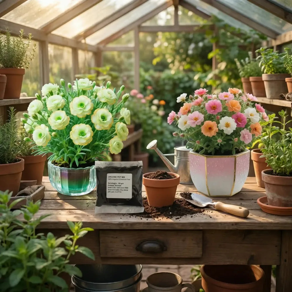 Double moss rose seeds + potmix