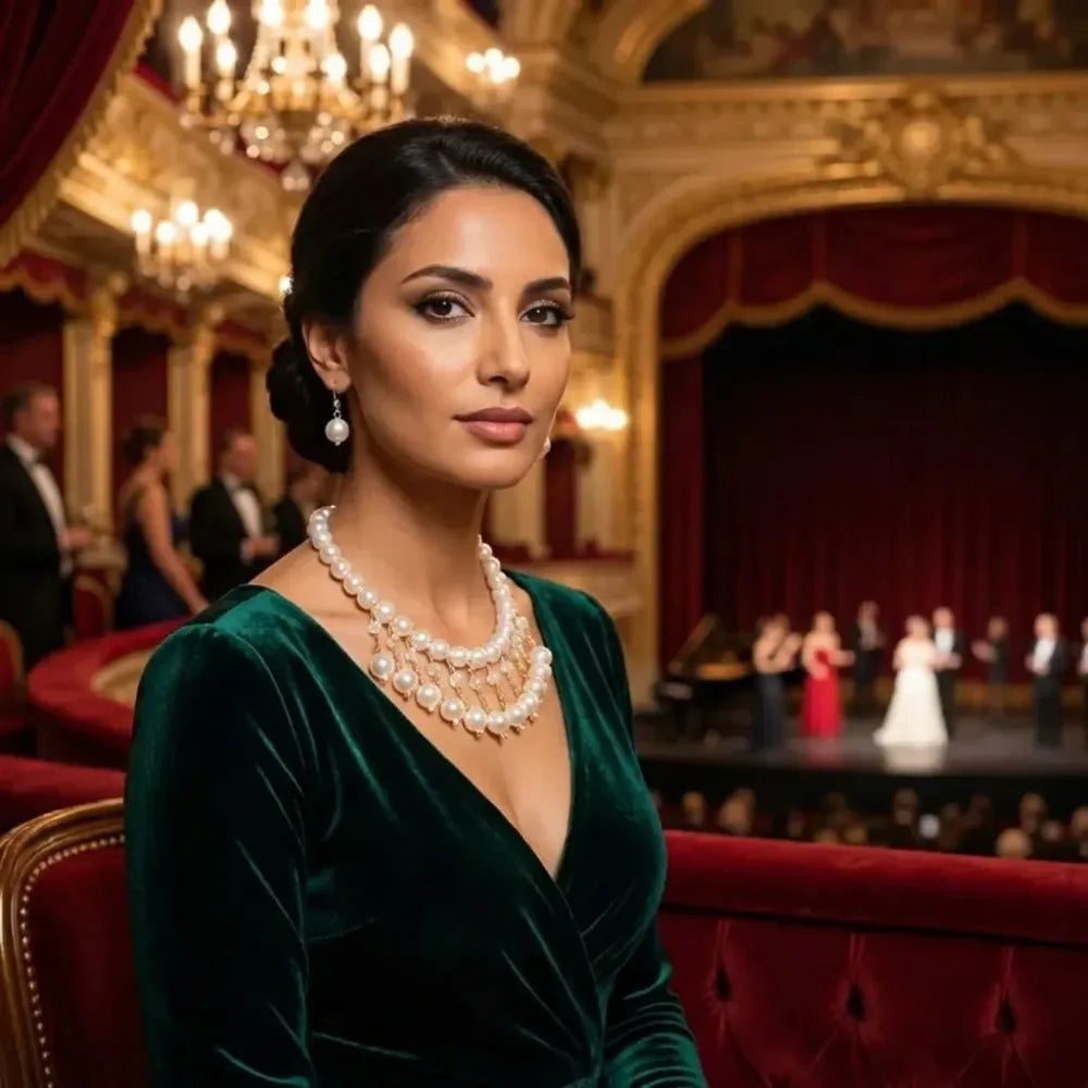 Double pearl strand necklace set - jeweller set