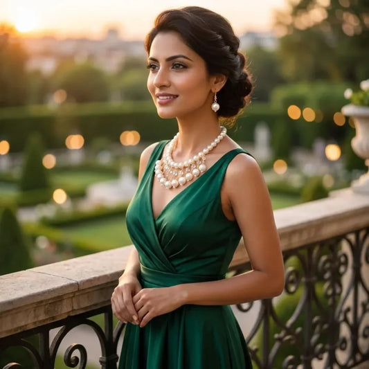 Double pearl strand necklace set - jeweller set