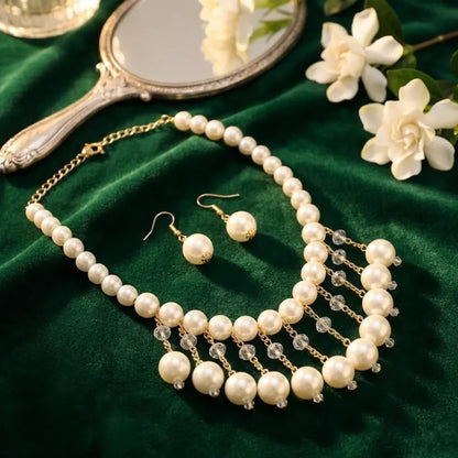 Double pearl strand necklace set - jeweller set
