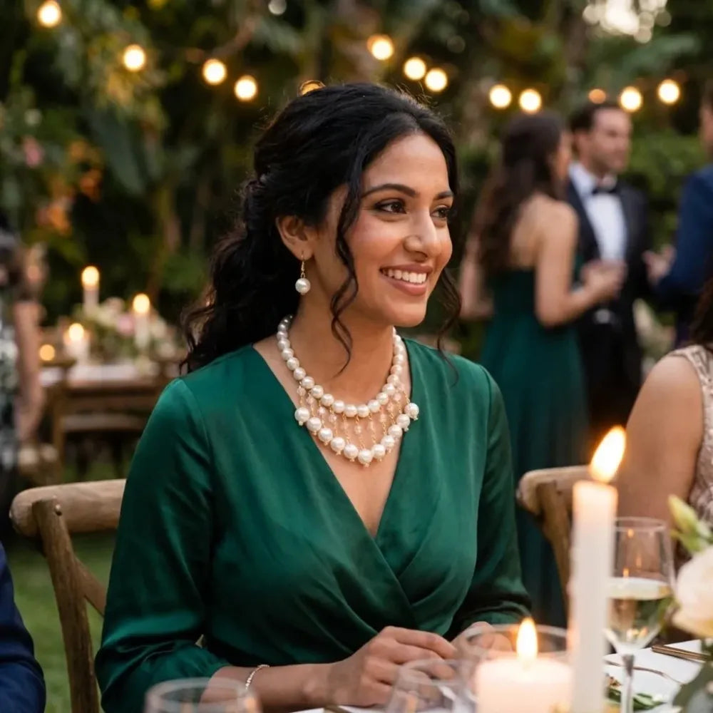 Double pearl strand necklace set - jeweller set