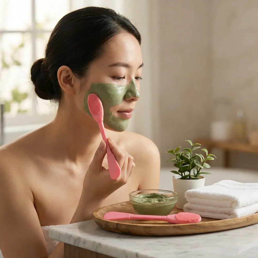 Dual-headed silicone mask brush - health care