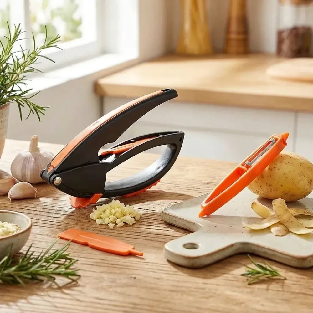 Easy-clean garlic press tool - home & kitchen