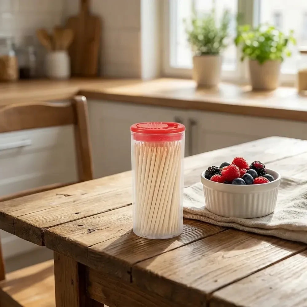 Eco-friendly bamboo toothpicks with dispenser - health & beauty