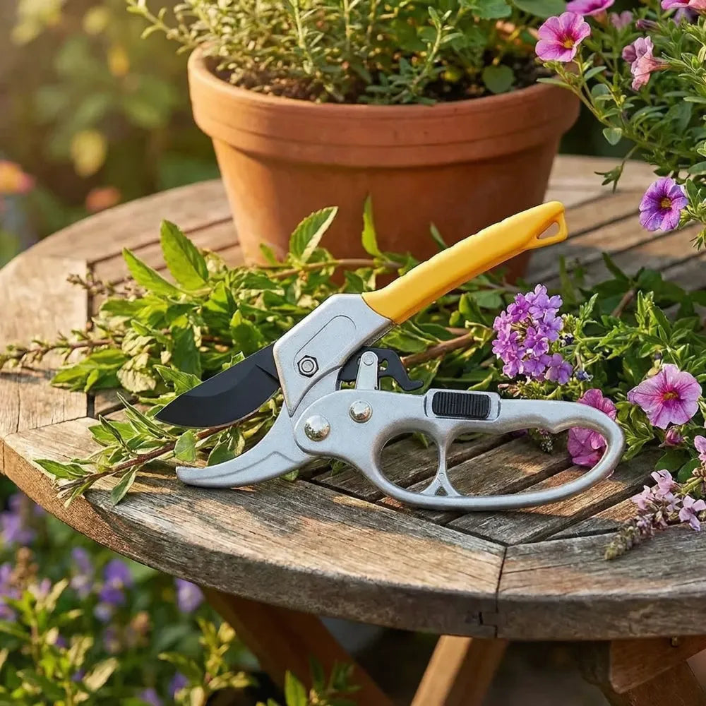 Effortless ratcheting pruning shears - garden