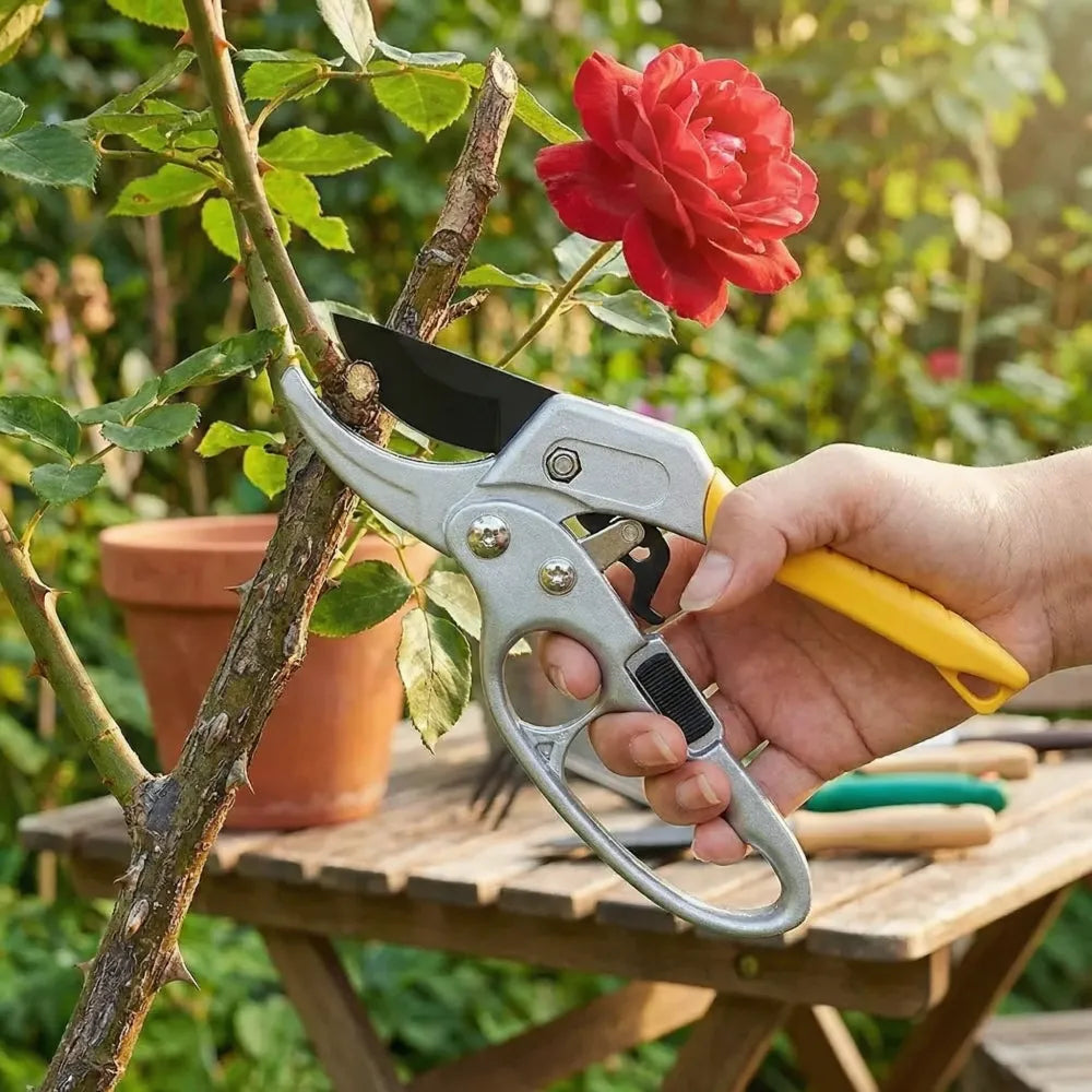 Effortless ratcheting pruning shears - garden
