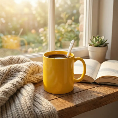 Elegant ceramic mug with matching spoon - home & kitchen