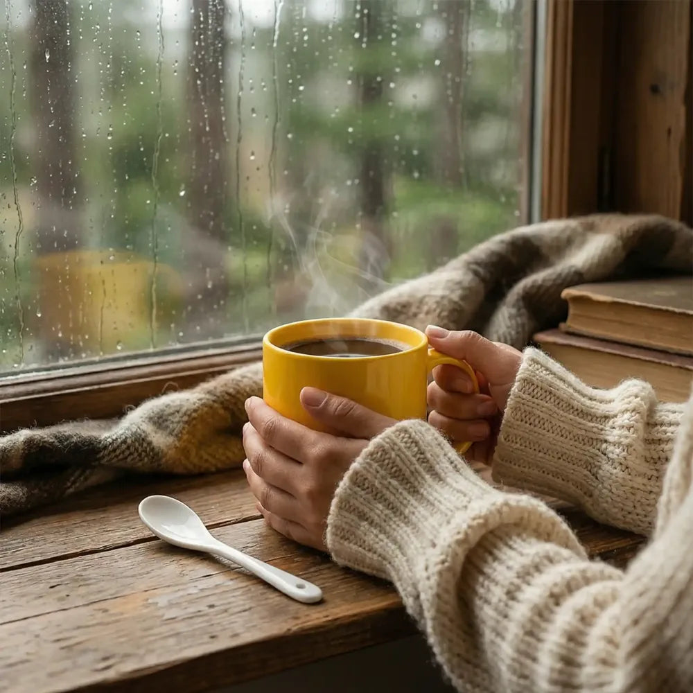 Elegant ceramic mug with matching spoon - home & kitchen