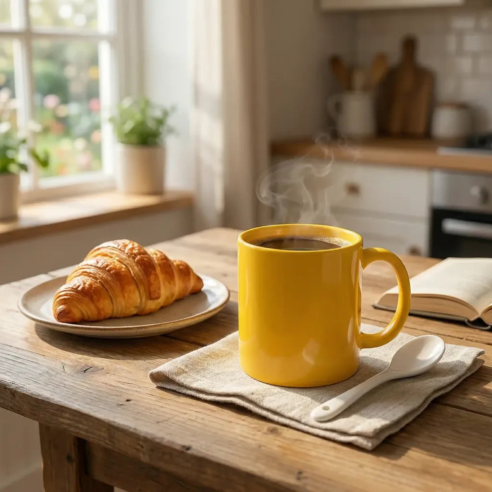 Elegant ceramic mug with matching spoon - home & kitchen