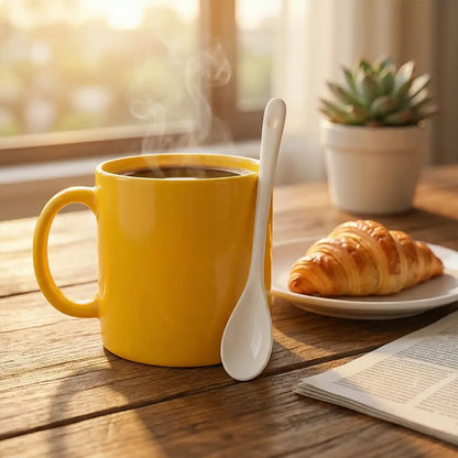 Elegant ceramic mug with matching spoon - home & kitchen